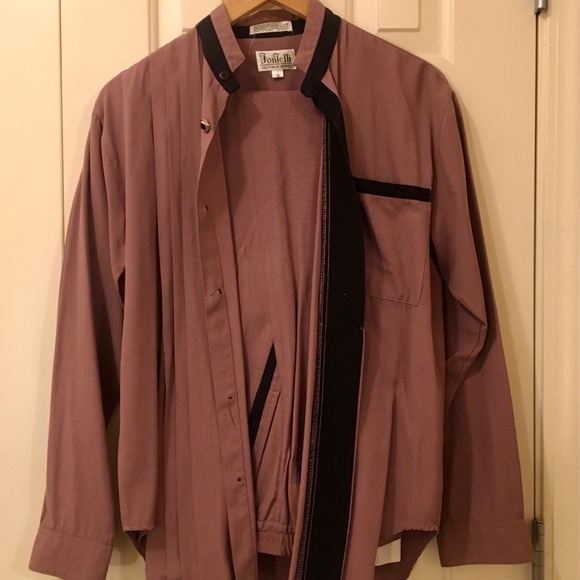 Vintage Fontelli Mens Shirt & Pants Set Mauve Size S